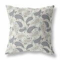 Palacedesigns 18 in. Gray Turquoise & Cream Boho Paisley Indoor & Outdoor Throw Pillow PA3095543